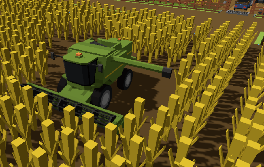 Cosechadora recolectando cultivos en el campo