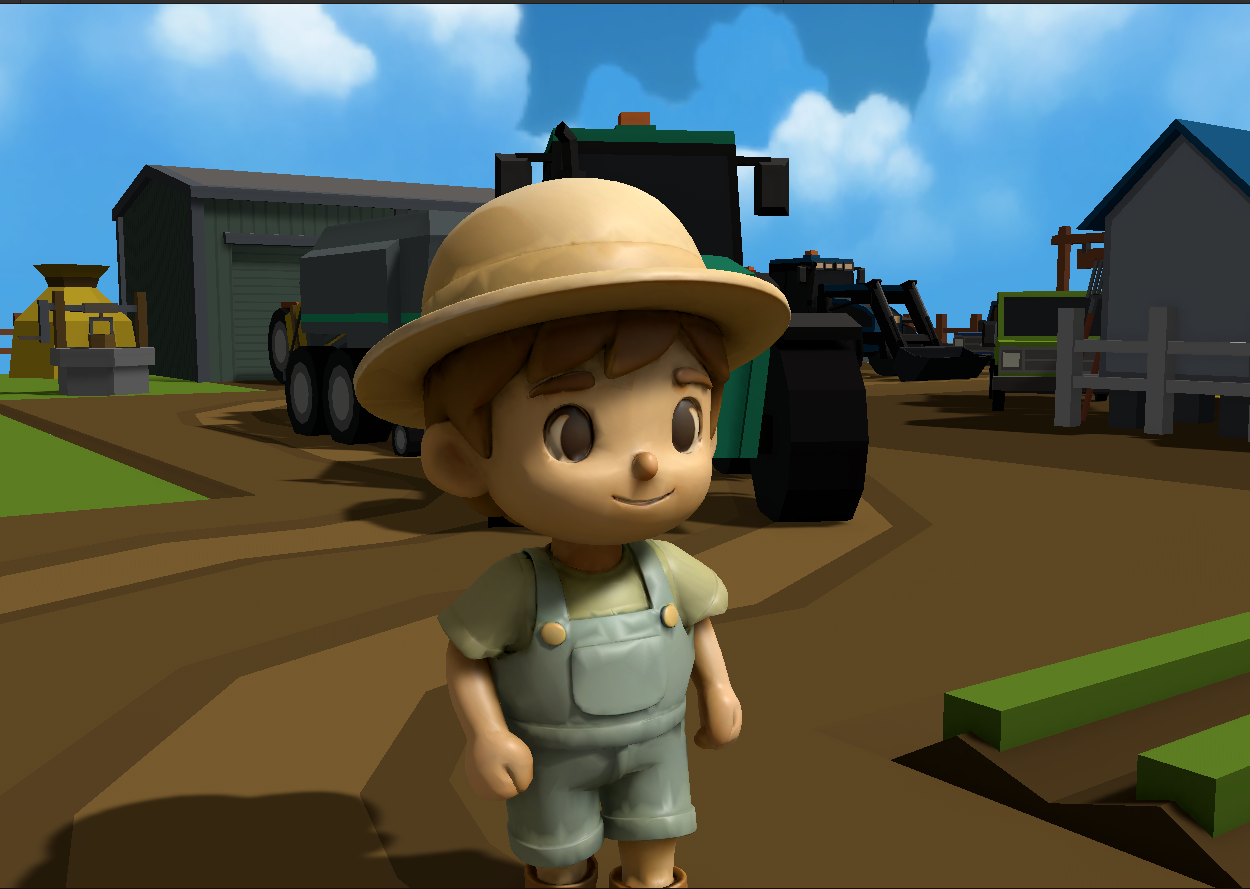 Personaje principal de Livio sonriendo en la granja